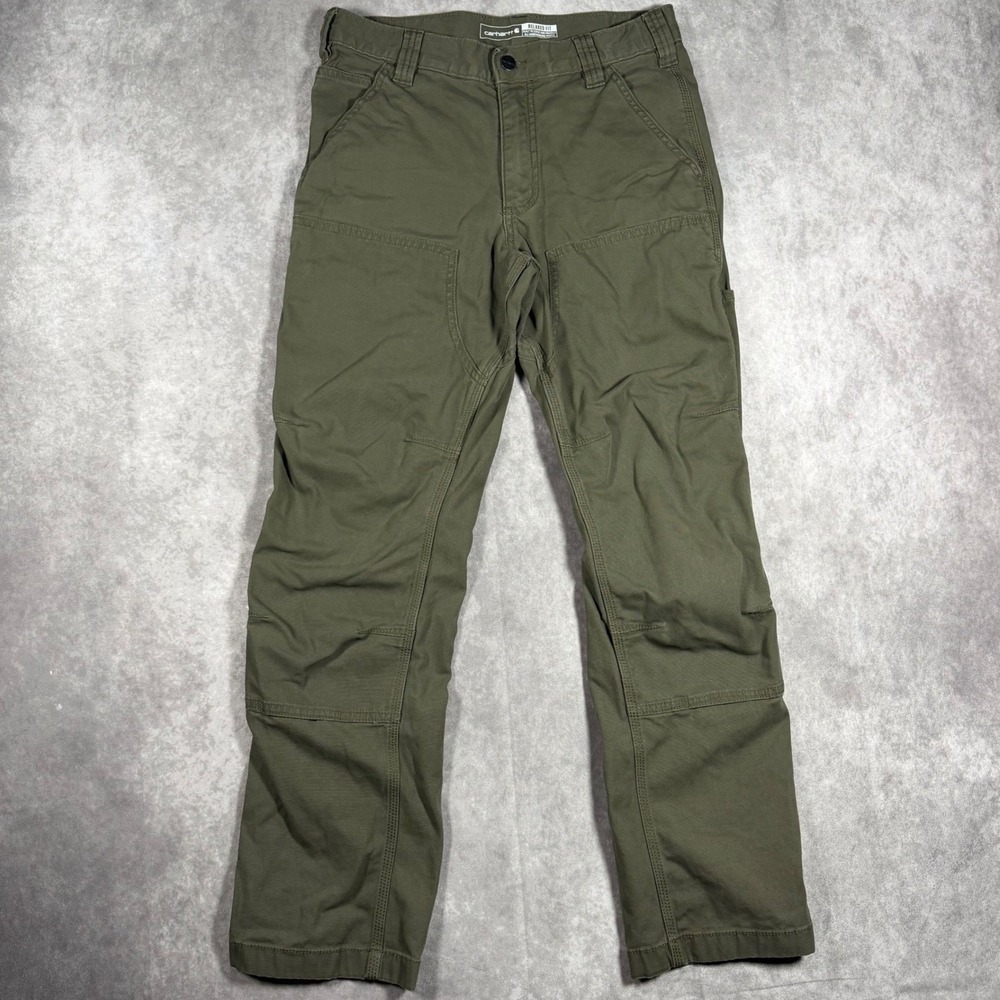 Carhartt Relaxed Fit Double Front Canvas Work Pants Olive Green 30x30 Utility